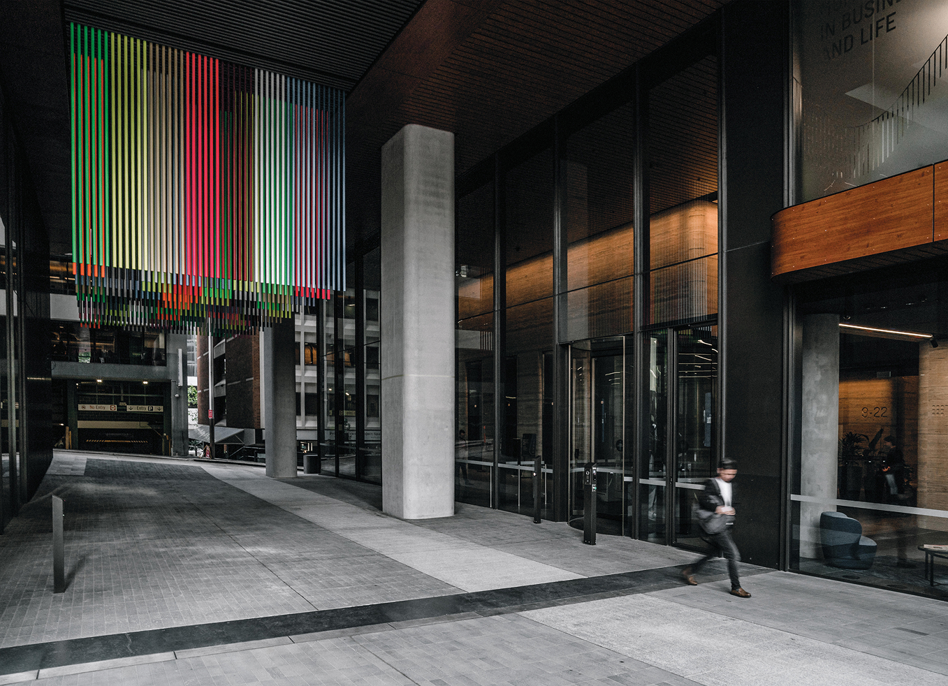 Colour installation in the 1 Denison Breezeway